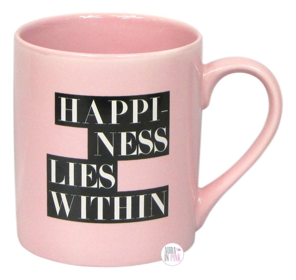 Hazel & Co. Happiness Lies Within Pink Ceramic Coffee Mug - Aura In Pink Inc.