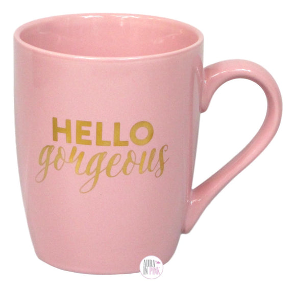 Hazel & Co. Hello Gorgeous Pink Ceramic Coffee Mug - Aura In Pink Inc.