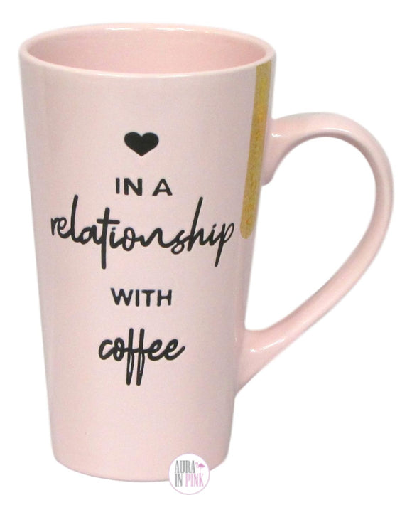 Hazel & Co. In A Relationship With Coffee Pink Ceramic Mug - Aura In Pink Inc.