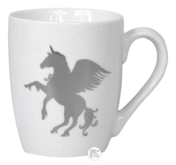 Silver Unicorn-Pegasus Large Coffee Mug - Aura In Pink Inc.