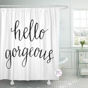 Hello Gorgeous Waterproof Fabric Shower Curtain - Aura In Pink Inc.