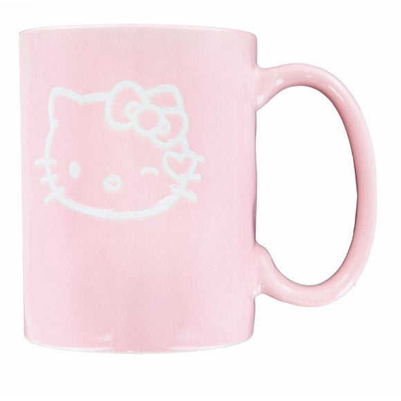 Hello Kitty By Sanrio Debossed White & Pink Tumbled Large Ceramic Coffee Mug - Aura In Pink Inc.
