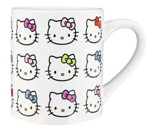 Silver Buffalo Hello Kitty By Sanrio Faces & Multi-Colored Bows Licensed Ceramic Coffee Mug - Aura In Pink Inc.