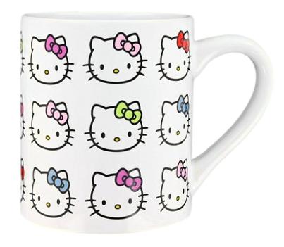 Silver Buffalo Hello Kitty By Sanrio Faces & Multi-Colored Bows Licensed Ceramic Coffee Mug - Aura In Pink Inc.