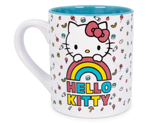 Hello Kitty By Sanrio Glitter Rainbow Licensed Ceramic Coffee Mug - Aura In Pink Inc.