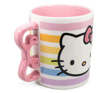 Hello Kitty By Sanrio Licensed Pastel Rainbow Pink Bow Handle White Large Ceramic Coffee Mug