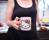 Hello Kitty By Sanrio Licensed Pastel Rainbow Pink Bow Handle White Large Ceramic Coffee Mug