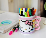 Hello Kitty By Sanrio Licensed Pastel Rainbow Pink Bow Handle White Large Ceramic Coffee Mug