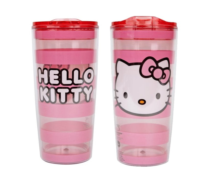 Hello Kitty By Sanrio Pink Striped Double Wall Tumbler w/Lid – Aura In Pink  Inc.