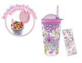 Hot Focus Butterflies Purple Insulated Confetti Glitter Dome Snack N' Drink Tumbler w/Stickers - Aura In Pink Inc.
