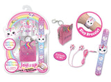 Hot Focus Caticorn Jazz It Up Earbuds w/Mic, Slap Bracelet & Pink Glitter Coin Purse Keychain Set - Aura In Pink Inc.