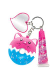 Hot Focus Cutie Squishy Scented Cat Donut Swirl Scented Lip Gloss Pink Heart Mirror Keychain - Aura In Pink Inc.