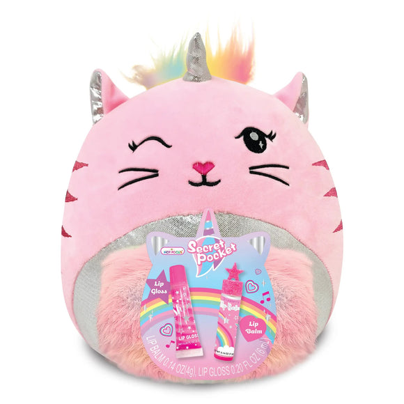 Hot Focus Pink Caticorn Limited Edition Huggy Squeeze Plüsch mit geheimer Beauty-Tasche