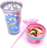 Hot Focus Rainbows Pink Insulated Confetti Glitter Dome Snack N' Drink Tumbler w/Stickers - Aura In Pink Inc.