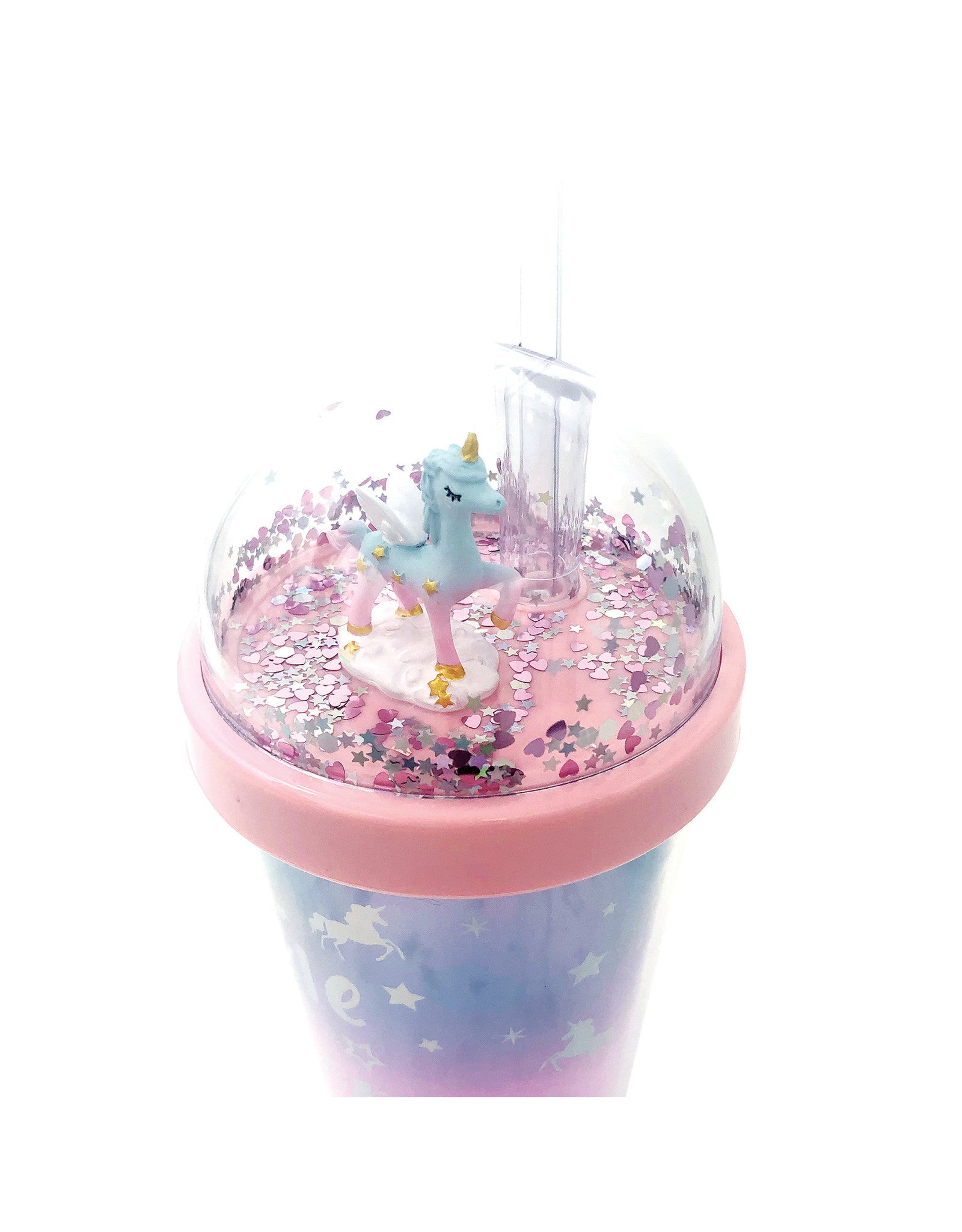 Unicorn Tumbler With Dome Lid And Straw, Double Walled Plastic