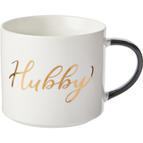 Wifey & Hubby Gold Scripted White & Black New Bone China Coffee Mug Set