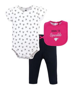 Born To Sparkle 3-Pc Outfit Set - Aura In Pink Inc.