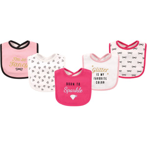 Hudson Baby Born To Sparkle Diamonds I'm So Fancy Glitter Is My Favorite Color 5-Pc Bibs Set - Aura In Pink Inc.