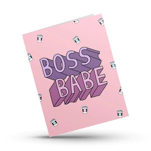 Hustle & Hope Boss Babe Coffee Cups Pink Graphic Blank Greeting Card w/Downloadable Career Inspiration, Mindset, & Spirit Resource Information - Aura In Pink Inc.