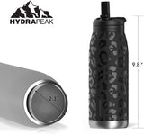 HydraPeak Classics Black Leopard Artisan Wide Mouth Stainless Steel Insulated Bottle w/Flip Top Carry Handle Lid - Aura In Pink Inc.