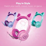 Hypergear Gaming Series Kombat Kitty Gaming-Headset mit Katzenohren, Pink und Lila, Kopfhörer mit Mikrofon