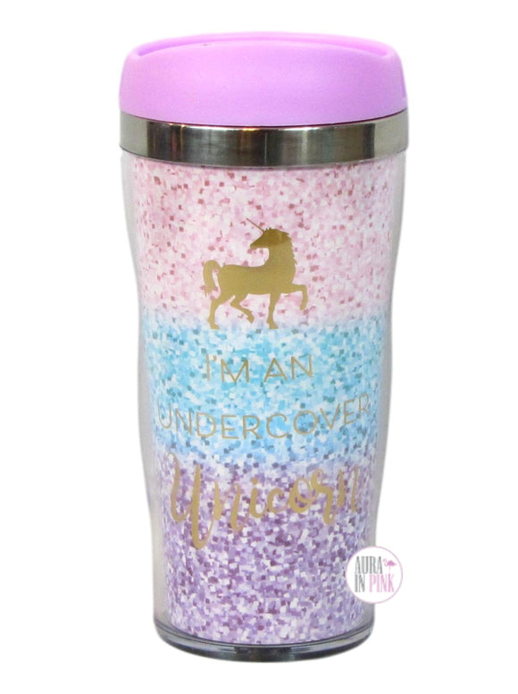 I Am An Undercover Unicorn Double Wall Insulated Tumbler w/Lid - Aura In Pink Inc.