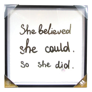 Marmont Hill She Believed She Could So She Did Gold Foiled Framed Art Print In Glass - Aura In Pink Inc.