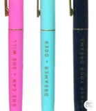 Eccolo She Believed She Could So She Did Pastel Inspirational Variety Ballpoint Pen Set of 3 - Aura In Pink Inc.