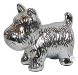 Chrome Silver Terrier Dog Statue - Aura In Pink Inc.