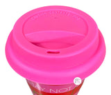 I May Not Be Perfect But My Makeup Is Eyelashes Pink & Red Striped Ceramic Travel Mug w/Lid - Aura In Pink Inc.