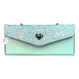 Ice Blue Glitter Bling Portable Faux Leather Jewelry Box