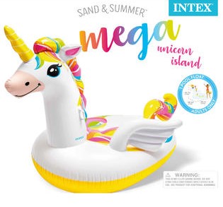 Intex Sand & Summer MEGA Unicorn ISLAND Pegasus Inflatable Pool Float - 8 Feet Long - Aura In Pink Inc.