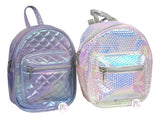 Iridescent Silver Rainbow Prism Mini Backpack Bag - Aura In Pink Inc.