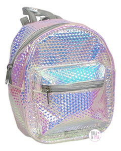 Iridescent Silver Rainbow Prism Mini Backpack Bag - Aura In Pink Inc.