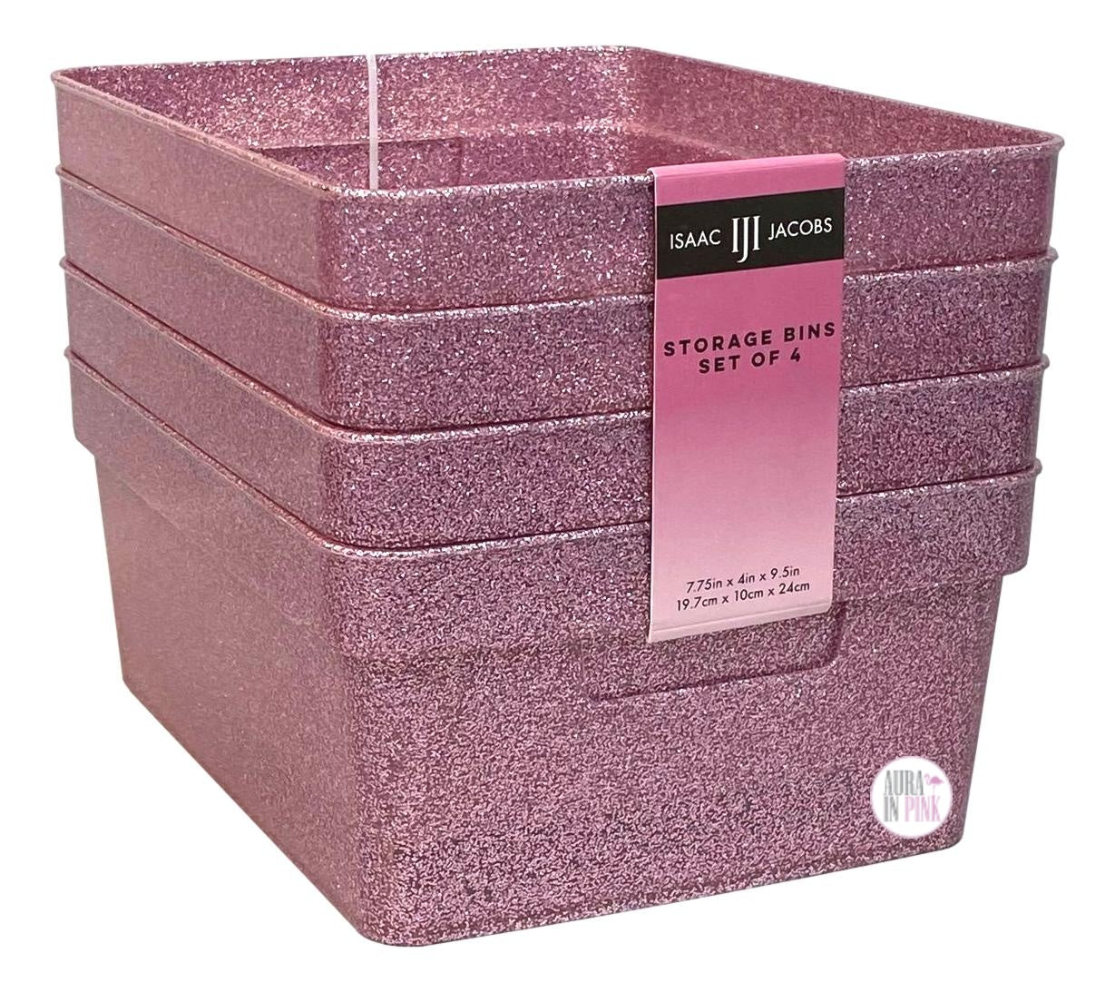 Isaac Jacobs Glitter Beauty Accessories Pink Glitter Storage Organizer ...