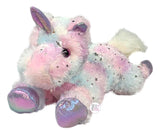 Jazzwares Kellytoy 12 Inch Magical Sparkle Laying Unicorns - Iridescent Pink & Silver Stars Tie Dye - Aura In Pink Inc.