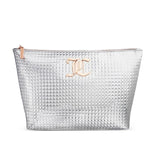 Juicy Couture Monogram Silver Prism Wedge Zip Travel Cosmetic Bag - Aura In Pink Inc.