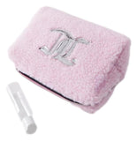 Juicy Couture Baby Pink Sherpa Wedge Zip Travel Cosmetic Bag - Aura In Pink Inc.