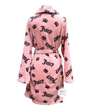 Juicy Couture Sleepwear Ladies Bubblegum Pink Luxe Plush Black Logo Belted Robe