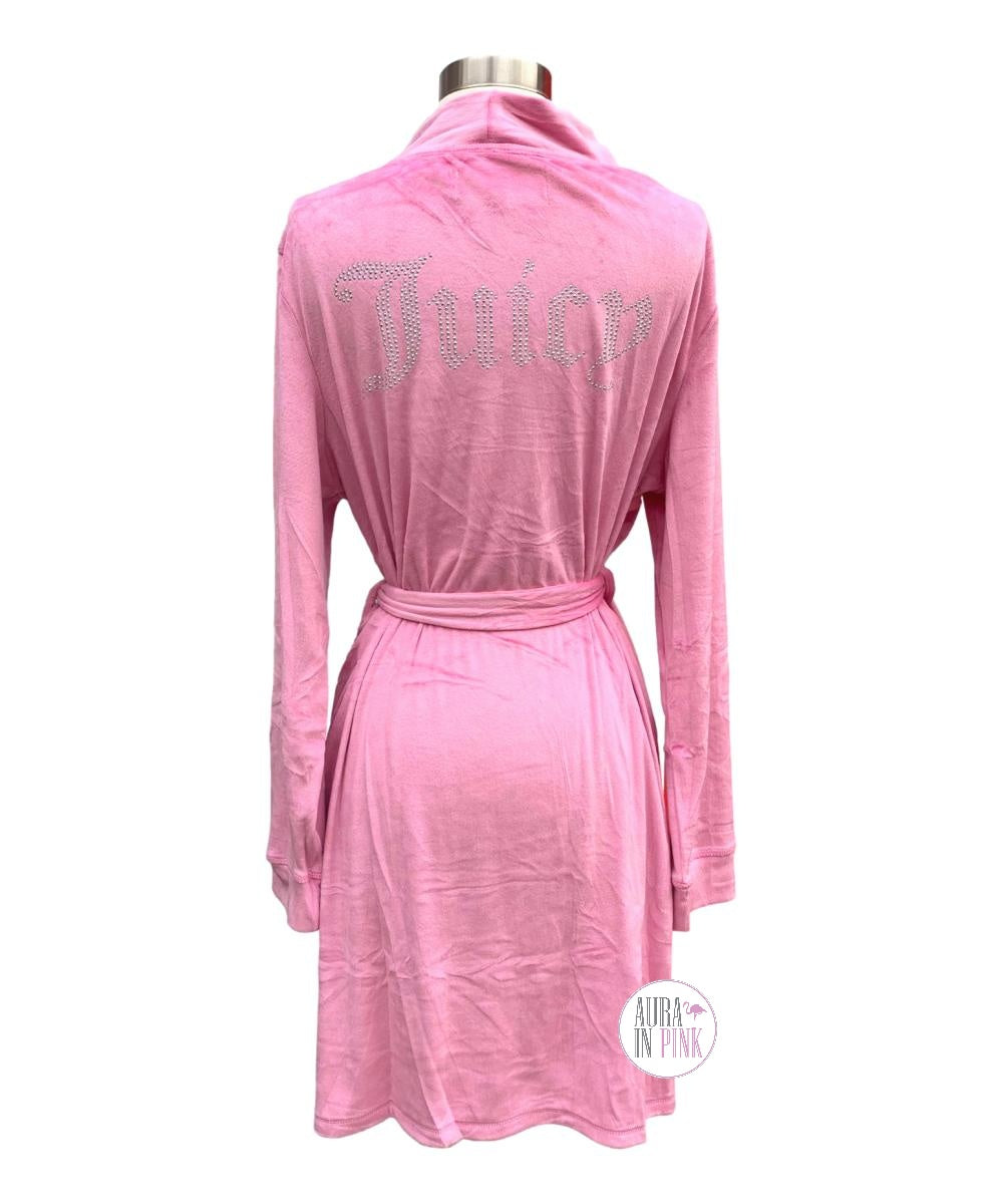 Juicy Couture Sleepwear Ladies Cashmere Rose Pink Velour Luxe Bling Logo Belted Robe Large/Extra Large Juicy Couture Sleepwear Ladies Cashmere Rose Pink Velour Luxe Bling Logo Belted Robe Large/Extra Large