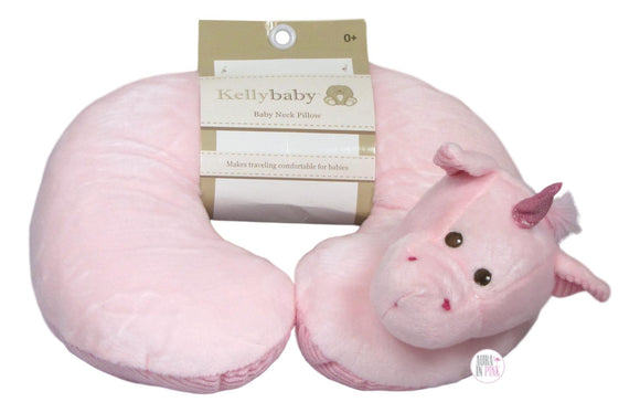 Kellybaby Pink Plush Unicorn Baby Neck Pillow - Aura In Pink Inc.