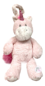 Kellybaby Pink Plush Unicorn Baby Rattle Pram Carriage Stroller Toy - Aura In Pink Inc.