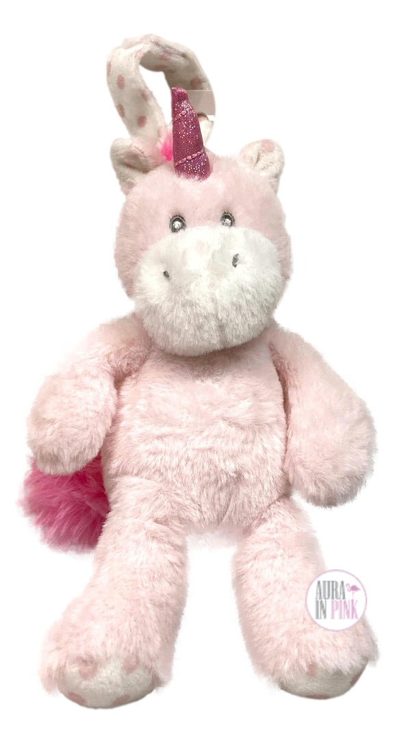 Kellybaby Pink Plush Unicorn Baby Rattle Pram Carriage Stroller Toy - Aura In Pink Inc.