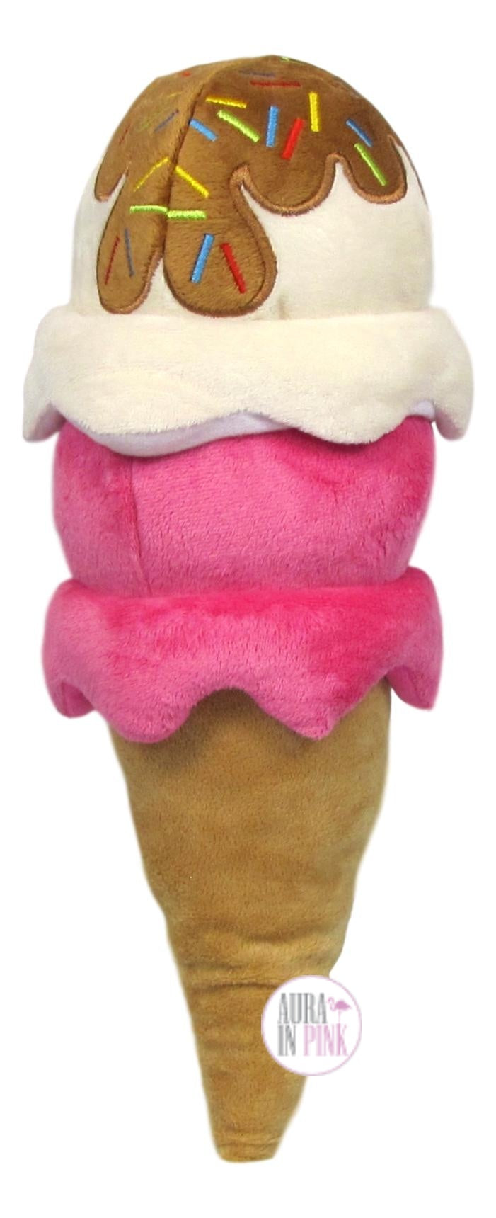 Kellypet Double Scoop Ice Cream Cone Plush Squeaky Dog Toys Aura