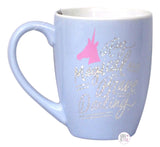 Kristen Ley Large Inspirational Coffee Mug - Periwinkle Blue Stay Magical And Brave Darling - Unicorn - Aura In Pink Inc.