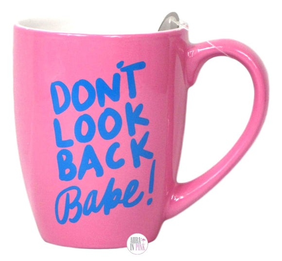 Kristen Ley Large Colorful Inspirational Coffee Mug - Hot Pink Don't Look Back Babe! Unicorn - Aura In Pink Inc.