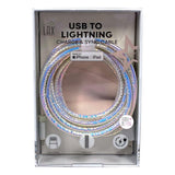 LAX Apple iPhone iPad iPod Certified 10 Foot Clear Coat Braided Iridescent Rainbow Lightening To USB Cable