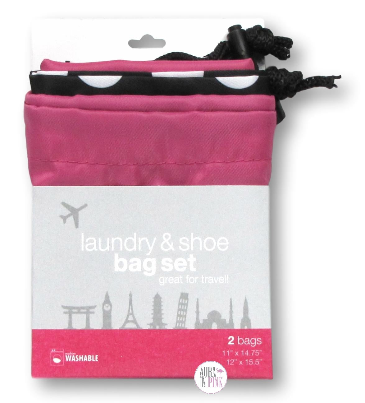 Fabulous Waterproof Nylon Laundry \u0026 Shoe Bag Set – Aura In Pink Inc., image size:1175x1296