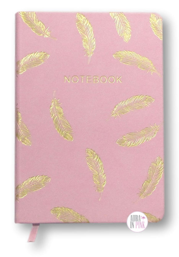 Light As A Feather Pink Journal w/Golden Feathers - Aura In Pink Inc.