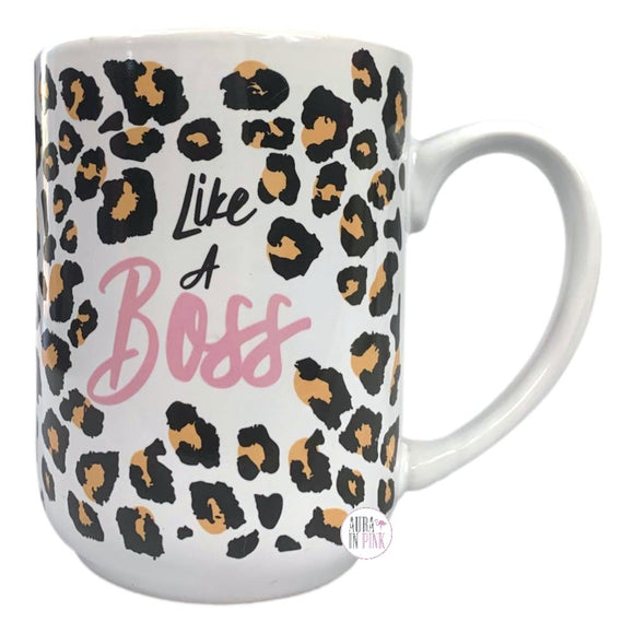 Like A Boss Leopard Print Ceramic Coffee Mug